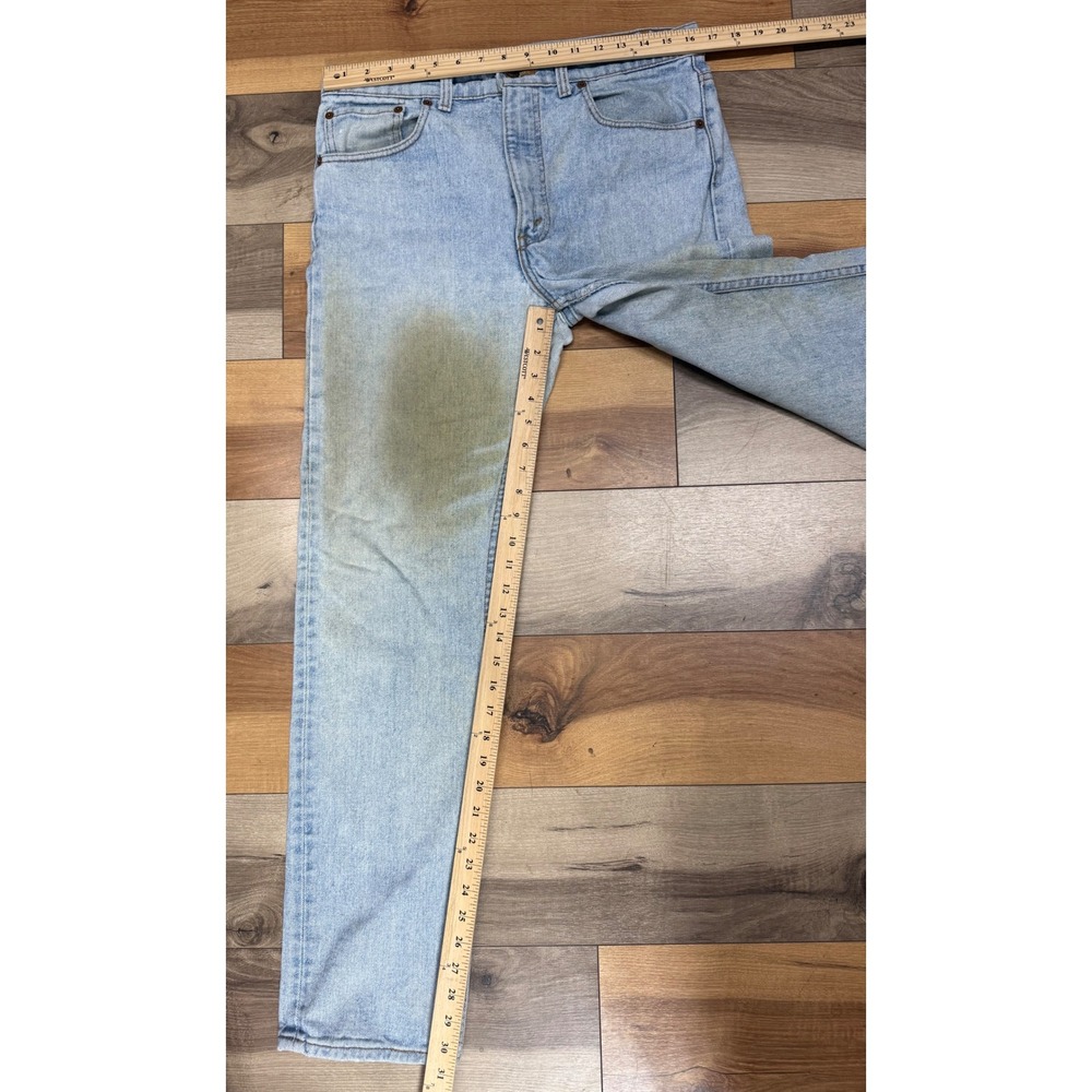 Levis 505 Jeans Mens 34x32 Light Wash Fair Vintage Made in USA 90s Straight Leg - Picture 7 of 8